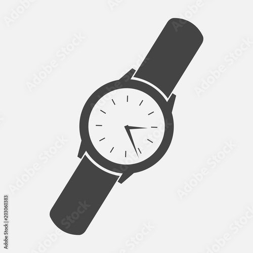 Men's classic wrist watch. Clock icon. Vector Clock Icon