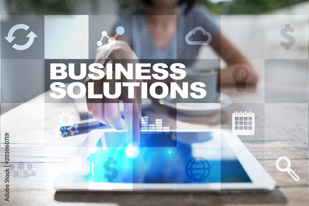 Business solutions on the virtual screen. Business concept. Business solutions on the virtual screen. Business concept.