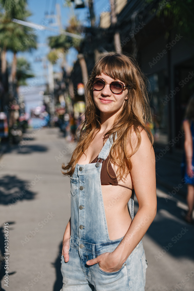Attractive woman on crowded street in Thailand Attractive woman on crowded street in Thailand