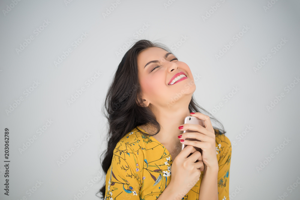 Beauty young woman with smartphone Beauty young woman with smartphone