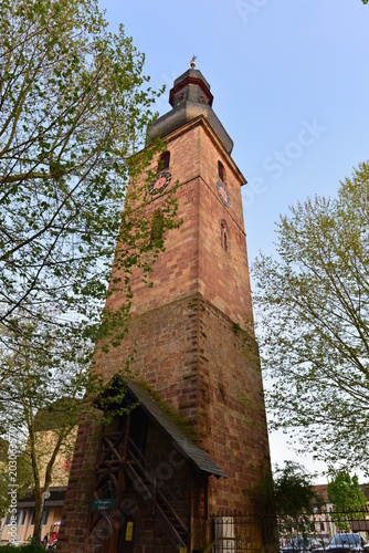 Glockenturm der protestantischen Marktkirche Bad Bergzabern Südliche Weinstraße  photo