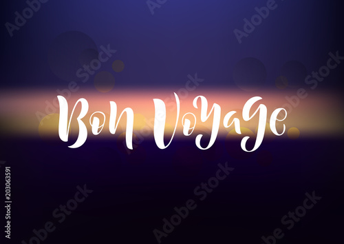 Hand drawn lettering phrase Bon voyage