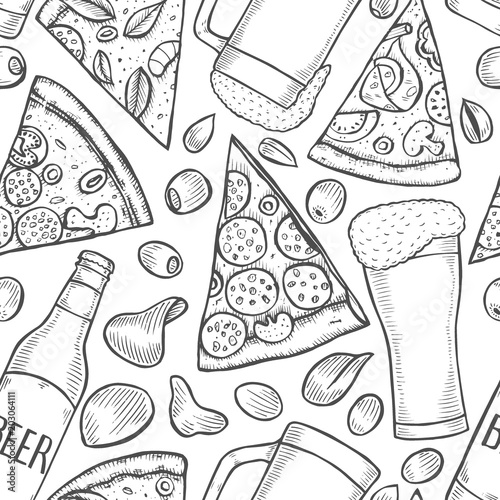 background of beer and pizza