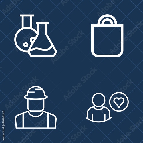 Premium set of outline vector icons. Such as prosthesis, bag, laboratory, work, profile, social, application, tooth, professional, xmas, gift, person, online, helmet, female, box, industrial, dentist photo