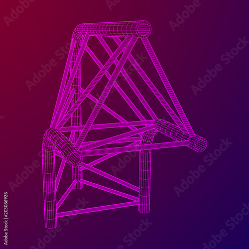 Truss girder element. Wireframe low poly mesh vector illustration.