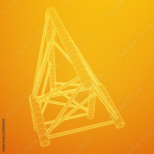 Truss girder element. Wireframe low poly mesh vector illustration.