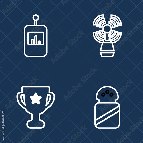 Premium set of outline vector icons. Such as navigation, pharos, coast, program, searchlight, competition, seamark, sea, ribbon, victory, award, device, champion, cooking, keypad, nautical, button, tv