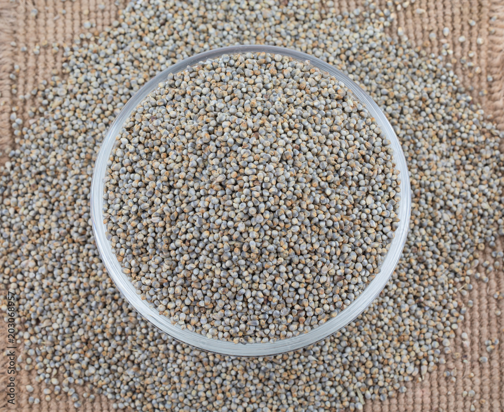 Fotka „Pearl Millet Seeds Also Know as Bajra, Bajri, Bulrush Millet or