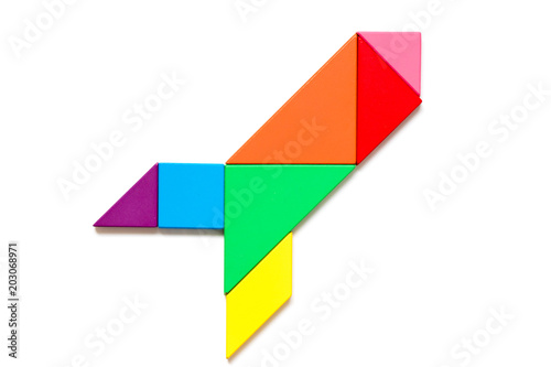 Free Download Color wood tangram puzzle in rocket or missile shape on white background - GFXLoad