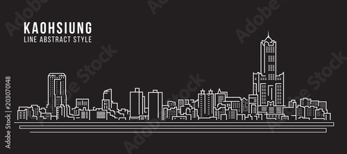 Cityscape Building Line art Vector Illustration design - Kaohsiung city