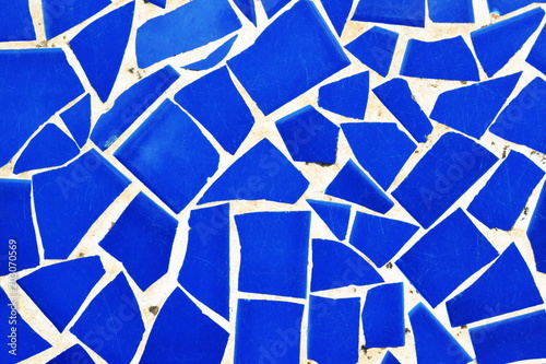 Blue trencadis, broken tiles mosaic texture