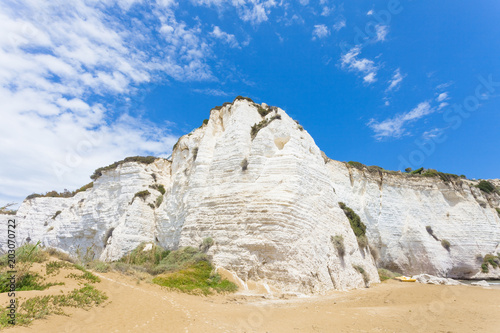 Vieste  Italy - Impressive chalk cliffs at the beach of Vieste