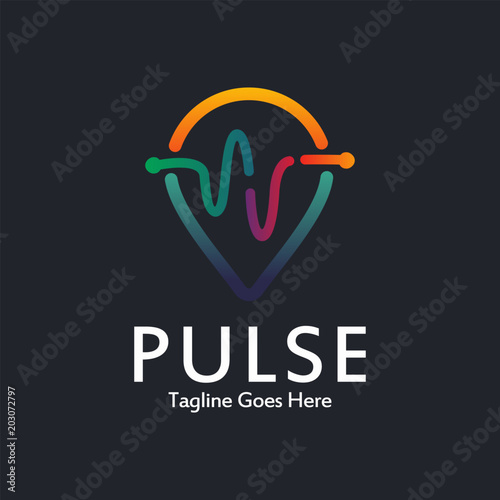 Pin Pulse Logo Vector Design Template