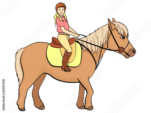 equestrian sport for children. Vector illustratio. Isolated object on white background