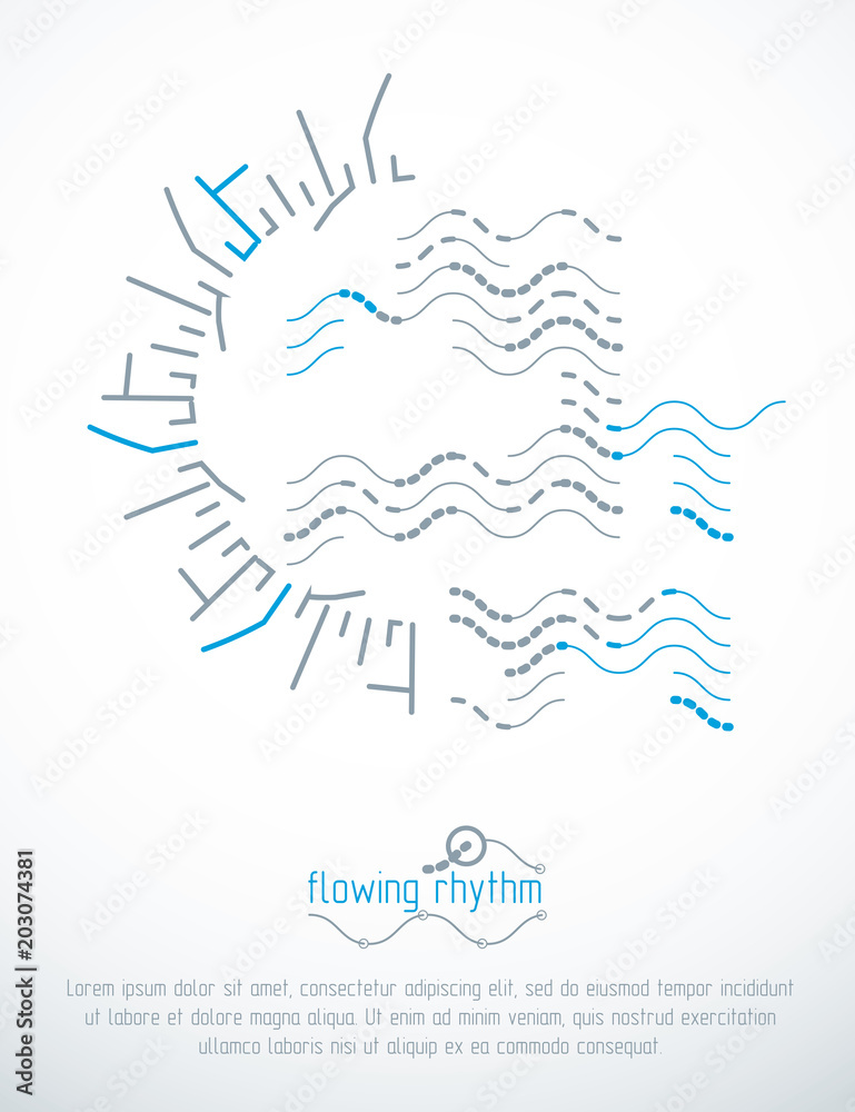 Abstract wavy lines vector illustration. Graphic template, advertising poster. Technological pattern. Abstract wavy lines vector illustration. Graphic template, advertising poster. Technological pattern.