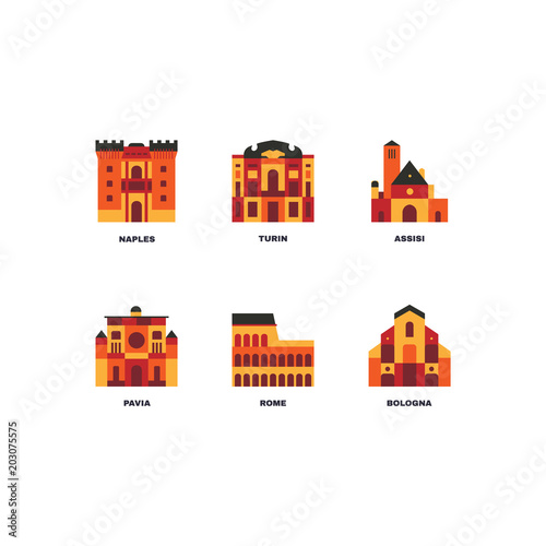 Italian cities icons set. #203075575