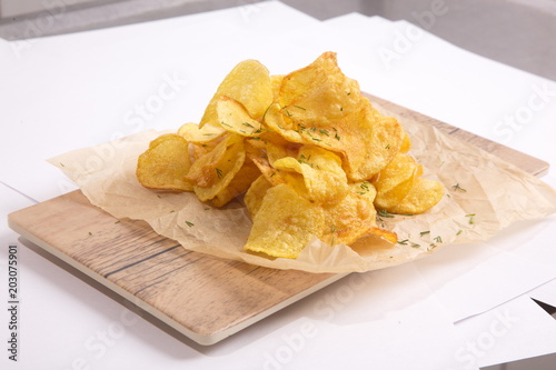 Potato chips on parchment