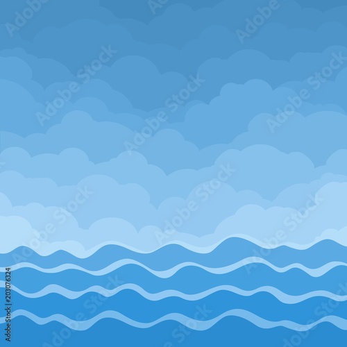 Sea with clouds.