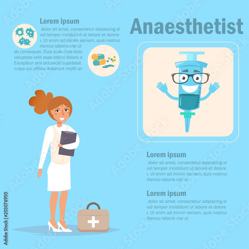 Doctor anaesthetist Vector. Cartoon