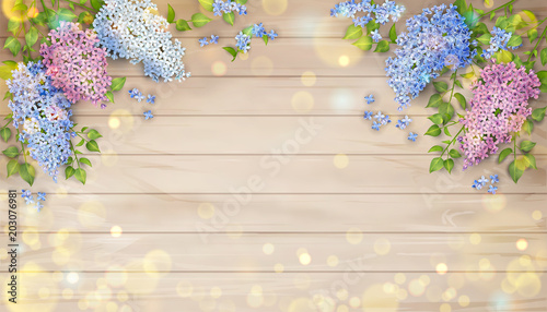 Lilac on wooden background