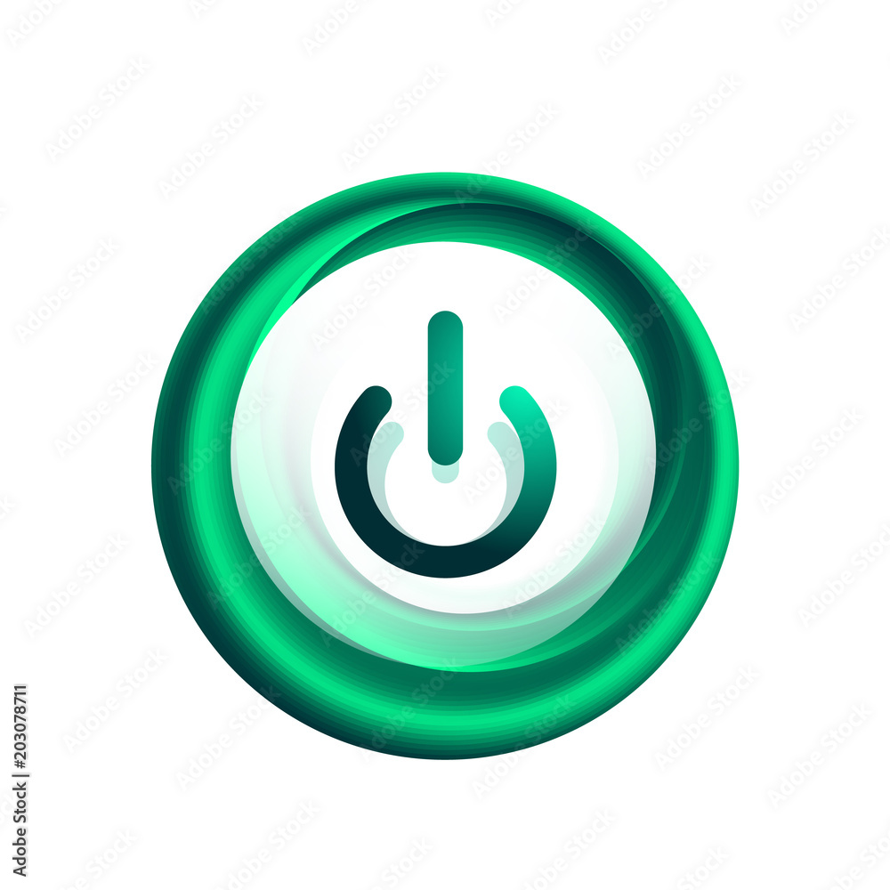 Glass transparent effect power start button, on off icon, vector UI or app symbol design Glass transparent effect power start button, on off icon, vector UI or app symbol design