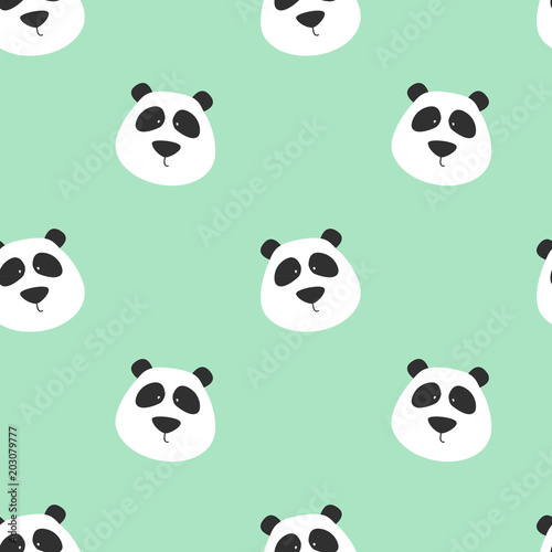 Seamless pattern with cute panda. Panda vector print.
