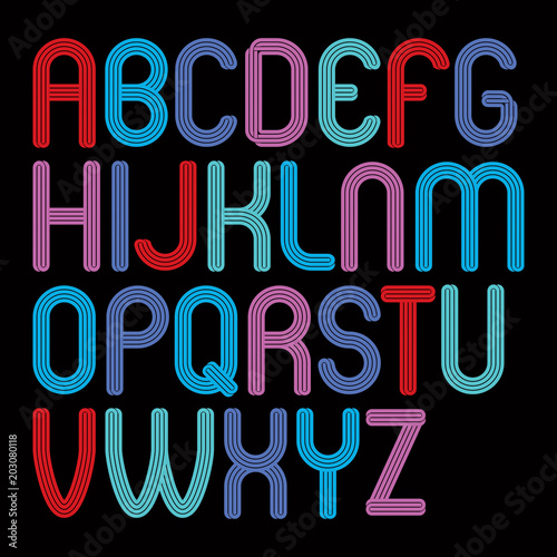 Vector funky capital alphabet letters collection, best for use in logotype design for festival announcement