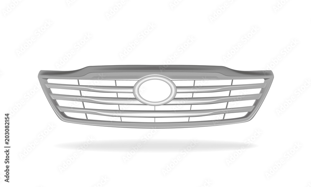 Vector illustration of the front of grille car on white background. - obrazy, fototapety, plakaty 