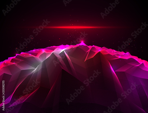 Fantastic space planet terrain vector illustration, cosmos science fiction great 3d design. Usable as abstract background with copy space for title and text.