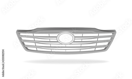 Vector illustration of the front of grille car on white background.