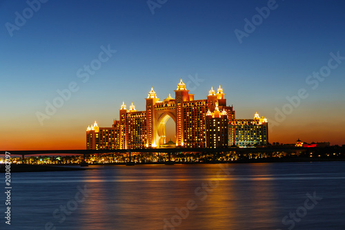 Night view Atlantis Hotel in Dubai, UAE
