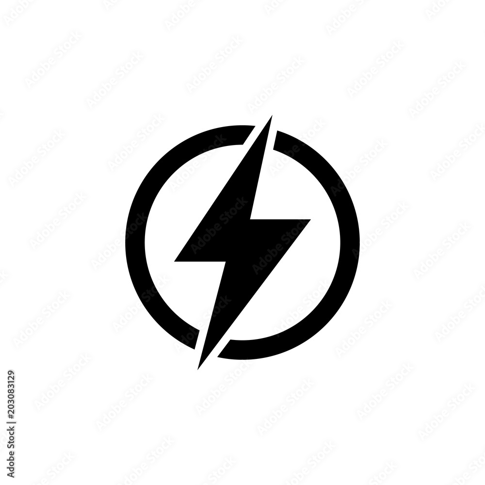 Lightning Electric Power. Energy and Thunder Electricity. Lightning Bolt Flash. Power Fast Speed. Flat Vector Icon. Simple black symbol on white background Lightning Electric Power. Energy and Thunder Electricity. Lightning Bolt Flash. Power Fast Speed. Flat Vector Icon. Simple black symbol on white background