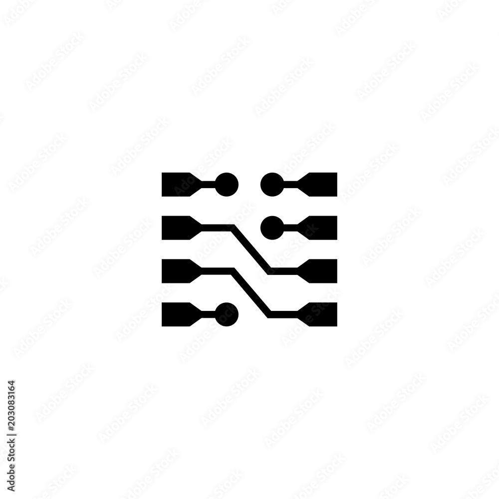 Chip Circuit Links. Circuit Board. Electrical Contacts. Flat Vector Icon. Simple black symbol on white background Chip Circuit Links. Circuit Board. Electrical Contacts. Flat Vector Icon. Simple black symbol on white background