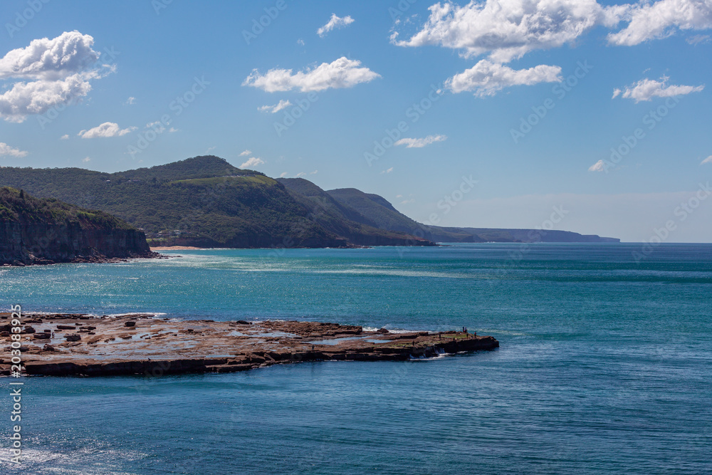 Scenic ocean coastline along Grand Pacific Drive near Sydney, Australia