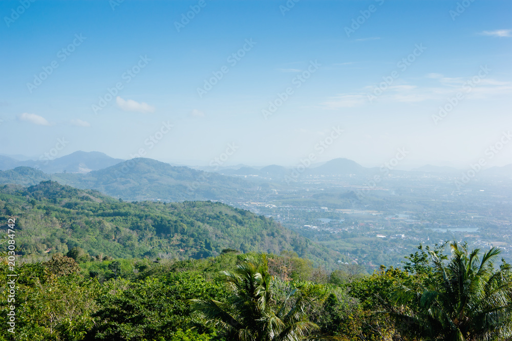 panoramic view from the hill Big Buddha in Phuket Thailand