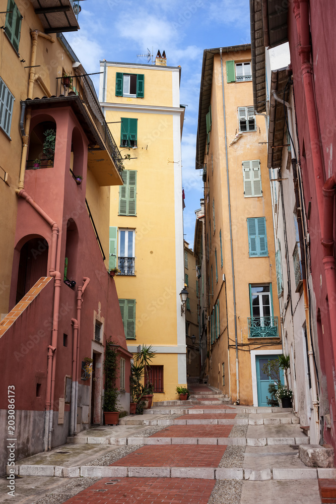 Menton Old Town Houses in France