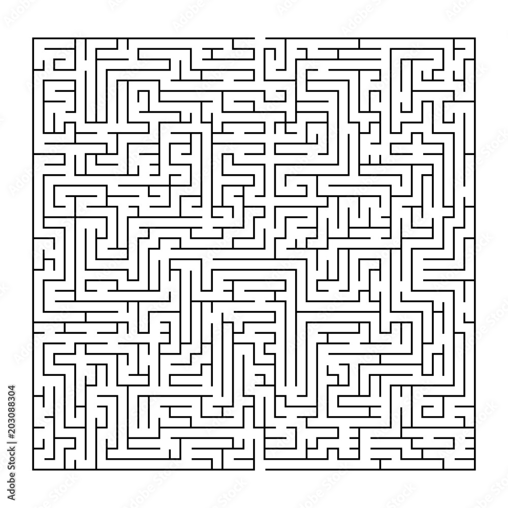 Complex maze puzzle game - 3  (high level of difficulty). Black and white labyrinth business concept 