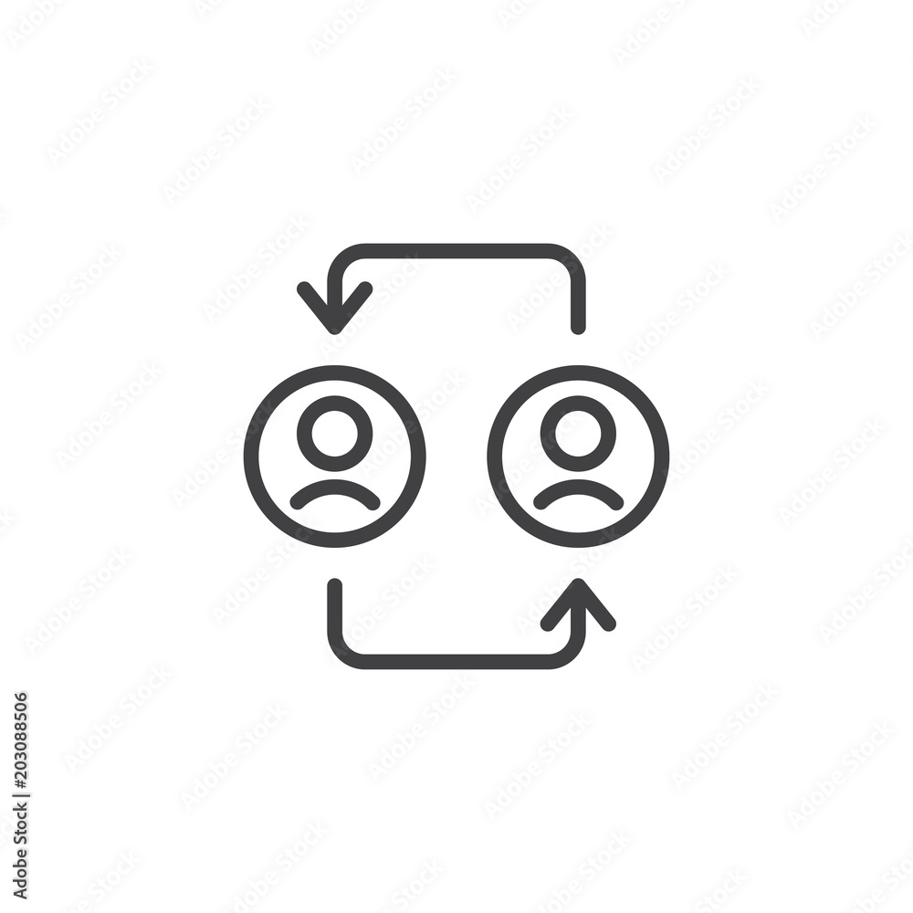 Sharing user replace outline icon. linear style sign for mobile concept and web design. sharing person profile simple line vector icon. Symbol, logo illustration. Pixel perfect vector graphics Sharing user replace outline icon. linear style sign for mobile concept and web design. sharing person profile simple line vector icon. Symbol, logo illustration. Pixel perfect vector graphics