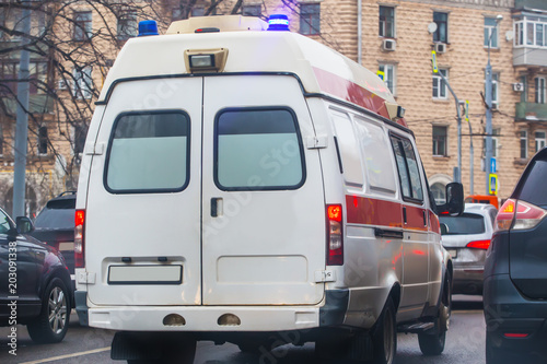 ambulance on the city street