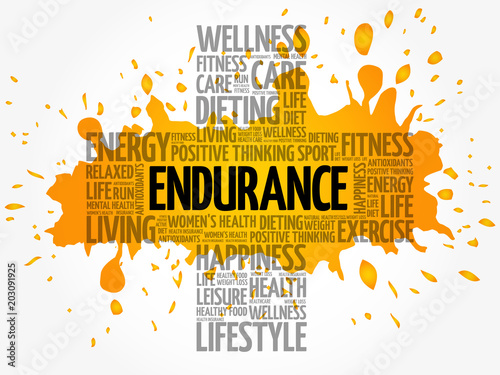 ENDURANCE word cloud collage, health cross concept background