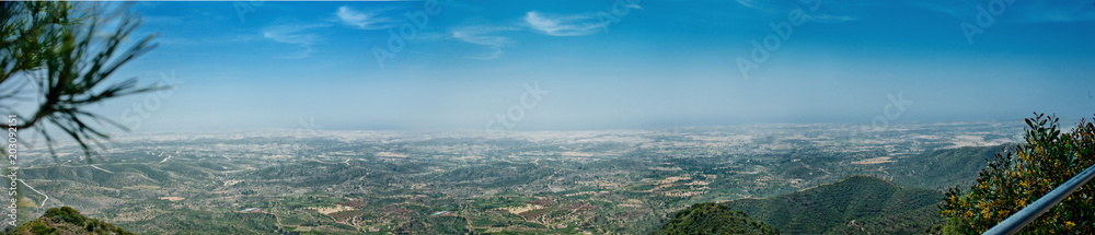 Stavrovouni, Cyprus: 04.28.2015; The landscape from the bird's-eye panorama