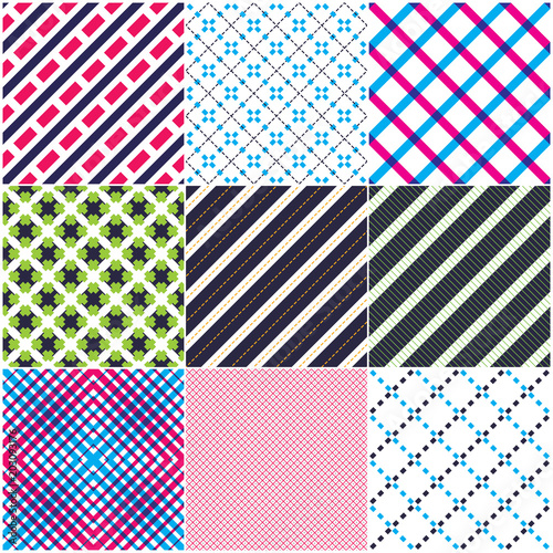 Minimal lines vector seamless patterns set, abstract backgrounds collection. Simple geometric designs. Seamless lines vector minimalistic arts. Crossed lines grid