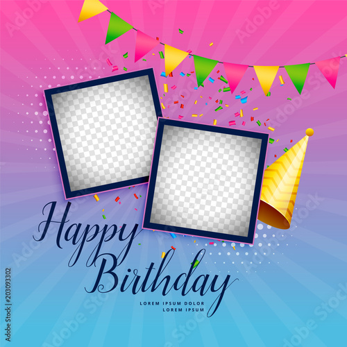 happy birthday celebration background with photo frame
