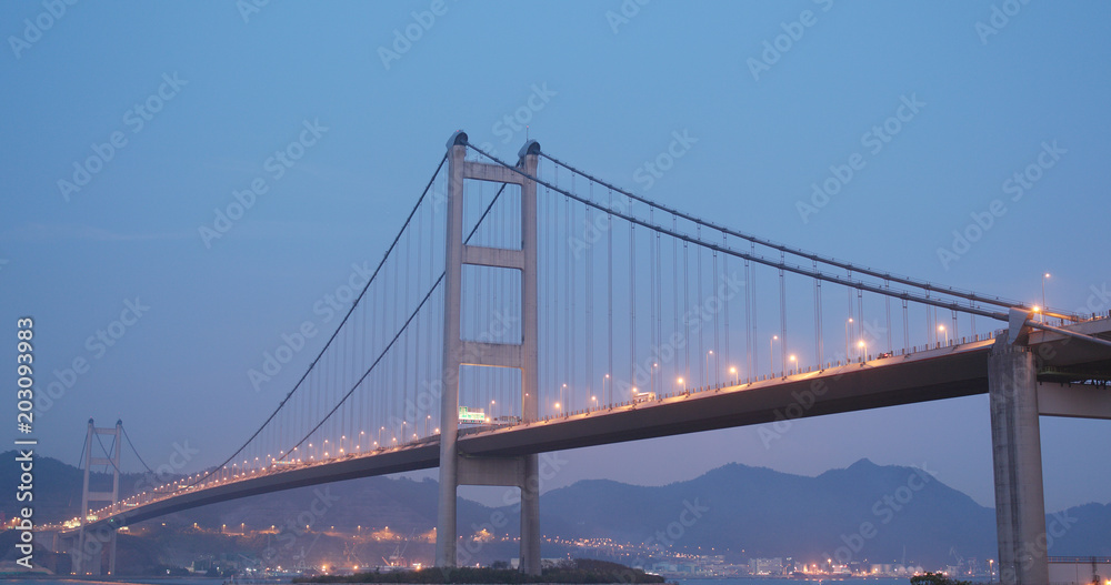 Tsing Ma bridge in Hong Kong