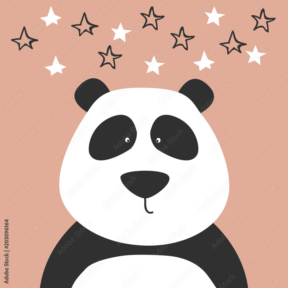 Fototapeta premium Baby shower card with cute panda.Vector illustration.