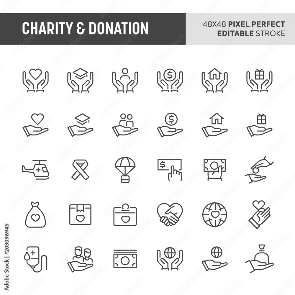 Charity & Donation Icon Set