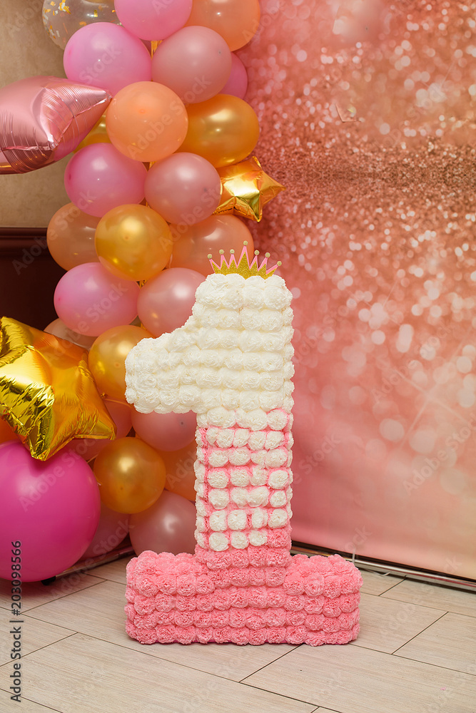 number 1. birthday decoration of number one, for first year birthday  celebration Stock Photo | Adobe Stock