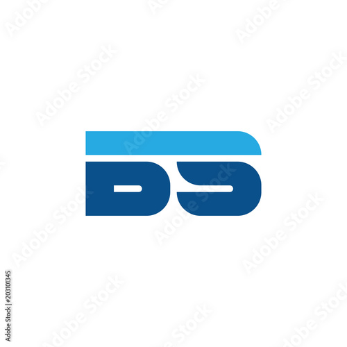 Initial letter BS, straight linked line bold logo, simple flat blue colors