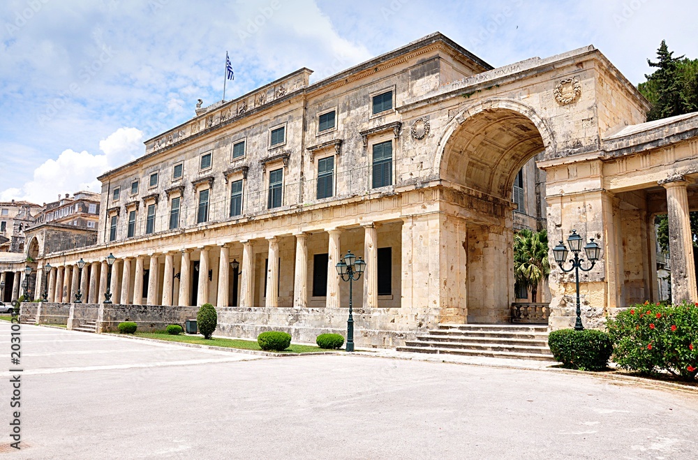 Fototapeta premium palace and city Corfu, Greece, Europe