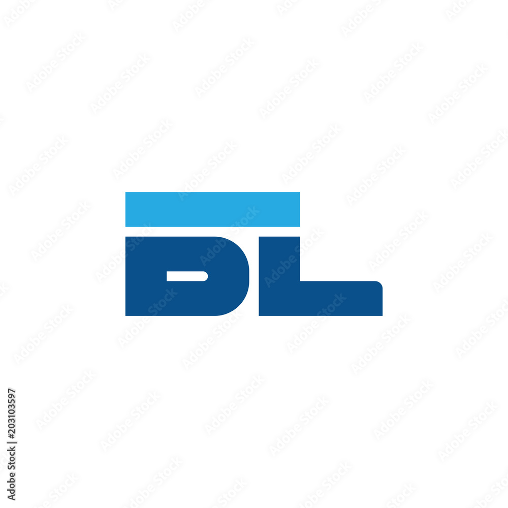 Initial letter BL, straight linked line bold logo, simple flat blue colors Initial letter BL, straight linked line bold logo, simple flat blue colors